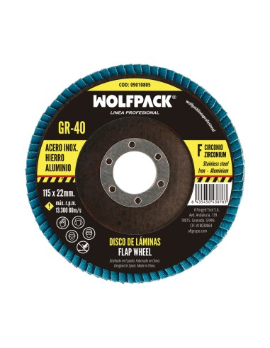 Disco Laminas Lija Circonio 115x22 mm. Grano 40