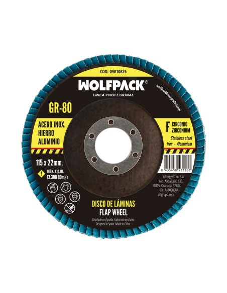 Disco Laminas Lija Circonio 115x22 mm. Grano 80