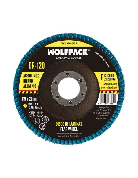 Disco Laminas Lija Circonio 115x22 mm. Grano 120