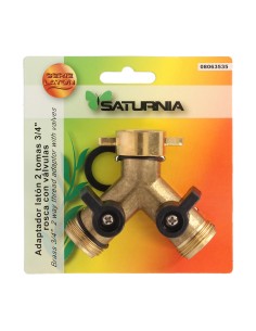 Adaptador Manguera Laton 2 Tomas Macho 3/4", Duplicador Grifo, Adaptador 2 Vias, Entrada 3/4" Hembra