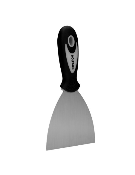 Espatula Acero Inoxidable Ancho 80 mm. Con Mango de Goma Ergonomico, Espatula Pintor, Espatula Masilla, Paletina, Paleta Rascar