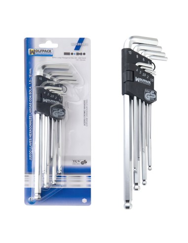 Juego Llaves Allen Larga 9 Piezas Con Bola