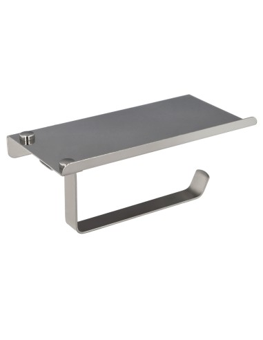 Portarrollos Baño Con Estante Para Moviles Autoadhesivo, Color Inox Con Efecto Espejo, Autoadhesivo Resistente o Con Tornillos