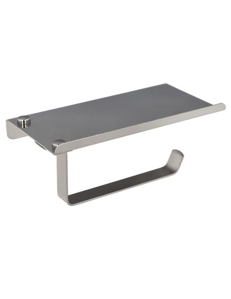 Portarrollos Baño Con Estante Para Moviles Autoadhesivo, Color Inox Con Efecto Espejo, Autoadhesivo Resistente o Con Tornillos