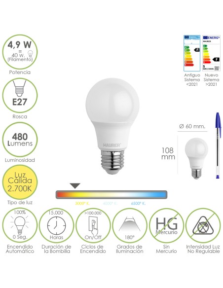Bombilla Led Filamento Globo Mini Rosca E14. 4,5 Watt. Equivale A 40 Watt. Luz Cálida (2700º K.) 470 Lumenes.