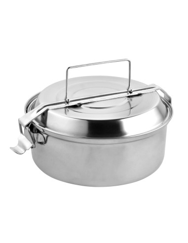 Fiambrera Metalica De Acero Inoxidable Con 2 Platos Ø 18 cm. Lunch Box, Fiambrera Metalica, Porta Alimentos Metalico,