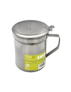 Grasera Acero Inoxidable Para Pescado Aceitera Aceite Usado 0,5 L. Con Colador y Tapa, Recipiente Reciclaje Aceite Usado Pescado