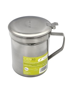 Grasera Acero Inoxidable Para Pescado Aceitera Aceite Usado 1,0 L. Con Colador y Tapa, Recipiente Reciclaje Aceite Usado Pescado