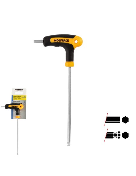 Llave Allen Con Bola Mango Bimaterial "Soft Touch" Forma T 5,0 mm. Acero Cromo Vanadio, Destornillador allen, llave hexagonal