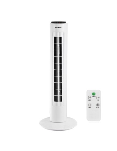 Ventilador Maurer Torre 73 cm 3 Velocidades. Funcion Oscilante. Con Temporizador y Mando a Distancia.