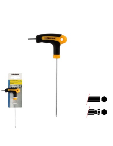 Llave Allen Con Bola Mango Bimaterial "Soft Touch" Forma T 2,5 mm. Acero Cromo Vanadio, Destornillador allen, llave hexagonal