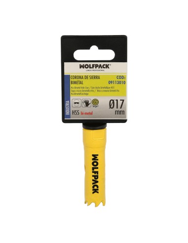 Corona Sierra Bimetal Ø 17 mm. Templado Termico, Base Reforzada. Corona Madera, Broca Agujeros Madera, Acero, Hierro, Plasticos