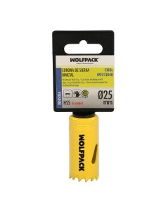 Corona Sierra Bimetal Ø 25 mm. Templado Termico, Base Reforzada. Corona Madera, Broca Agujeros Madera, Acero, Hierro, Plasticos