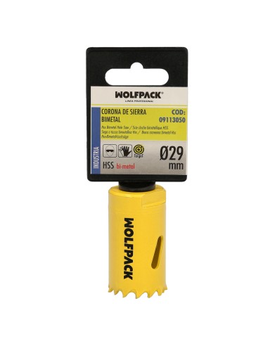 Corona Sierra Bimetal Ø 29 mm. Templado Termico, Base Reforzada. Corona Madera, Broca Agujeros Madera, Acero, Hierro, Plasticos