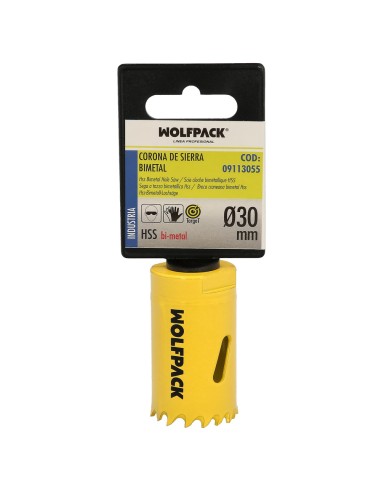 Corona Sierra Bimetal Ø 30 mm. Templado Termico, Base Reforzada. Corona Madera, Broca Agujeros Madera, Acero, Hierro, Plasticos