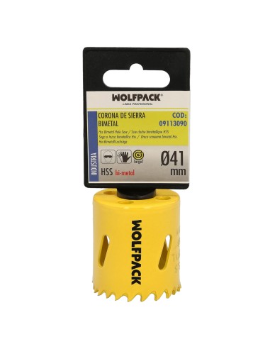 Corona Sierra Bimetal Ø 41 mm. Templado Termico, Base Reforzada. Corona Madera, Broca Agujeros Madera, Acero, Hierro, Plasticos