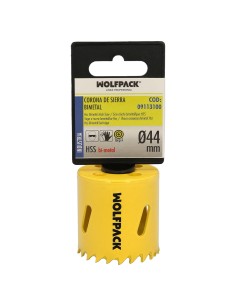 Corona Sierra Bimetal Ø 44 mm. Templado Termico, Base Reforzada. Corona Madera, Broca Agujeros Madera, Acero, Hierro, Plasticos