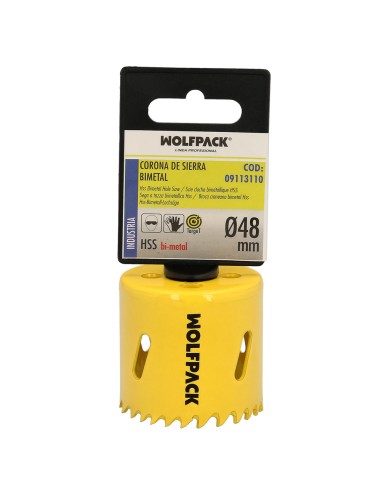 Corona Sierra Bimetal Ø 48 mm. Templado Termico, Base Reforzada. Corona Madera, Broca Agujeros Madera, Acero, Hierro, Plasticos