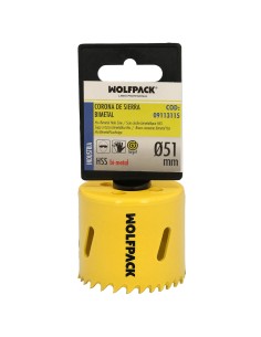 Corona Sierra Bimetal Ø 51 mm. Templado Termico, Base Reforzada. Corona Madera, Broca Agujeros Madera, Acero, Hierro, Plasticos