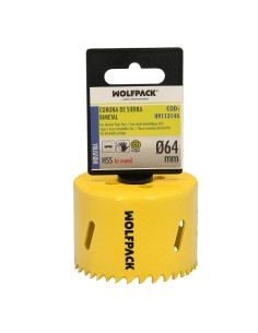 Corona Sierra Bimetal Ø 64 mm. Templado Termico, Base Reforzada. Corona Madera, Broca Agujeros Madera, Acero, Hierro, Plasticos