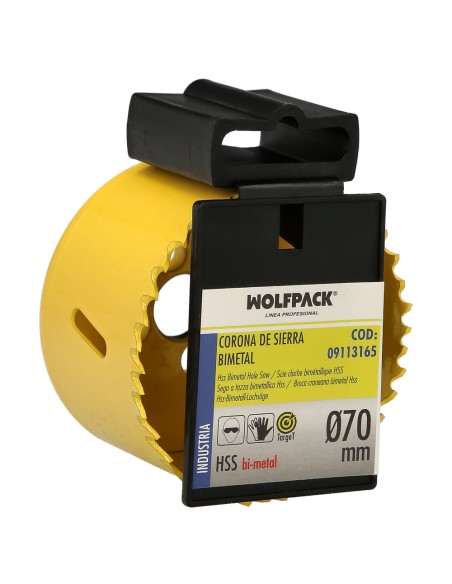 Corona Sierra Bimetal Ø 70 mm. Templado Termico, Base Reforzada. Corona Madera, Broca Agujeros Madera, Acero, Hierro, Plasticos