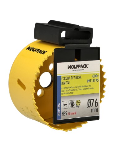 Corona Sierra Bimetal Ø 76 mm. Templado Termico, Base Reforzada. Corona Madera, Broca Agujeros Madera, Acero, Hierro, Plasticos