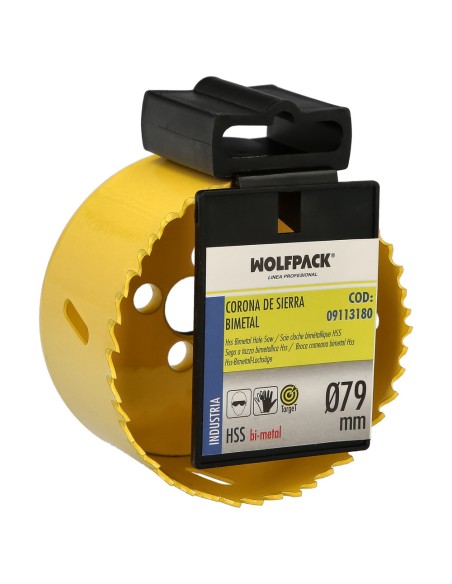 Corona Sierra Bimetal Ø 79 mm. Templado Termico, Base Reforzada. Corona Madera, Broca Agujeros Madera, Acero, Hierro, Plasticos