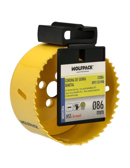 Corona Sierra Bimetal Ø 86 mm. Templado Termico, Base Reforzada. Corona Madera, Broca Agujeros Madera, Acero, Hierro, Plasticos
