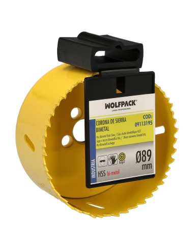 Corona Sierra Bimetal Ø 89 mm. Templado Termico, Base Reforzada. Corona Madera, Broca Agujeros Madera, Acero, Hierro, Plasticos