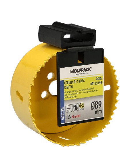 Corona Sierra Bimetal Ø 89 mm. Templado Termico, Base Reforzada. Corona Madera, Broca Agujeros Madera, Acero, Hierro, Plasticos