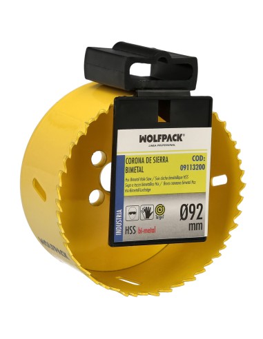 Corona Sierra Bimetal Ø 92 mm. Templado Termico, Base Reforzada. Corona Madera, Broca Agujeros Madera, Acero, Hierro, Plasticos