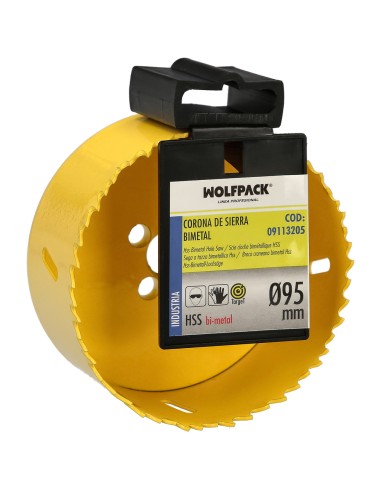 Corona Sierra Bimetal Ø 95 mm. Templado Termico, Base Reforzada. Corona Madera, Broca Agujeros Madera, Acero, Hierro, Plasticos