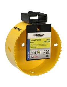 Corona Sierra Bimetal Ø 98 mm. Templado Termico, Base Reforzada. Corona Madera, Broca Agujeros Madera, Acero, Hierro, Plasticos