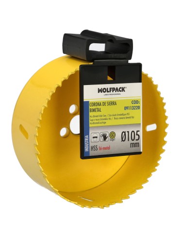 Corona Sierra Bimetal Ø 105 mm. Templado Termico, Base Reforzada. Corona Madera, Broca Agujeros Madera, Acero, Hierro, Plasticos