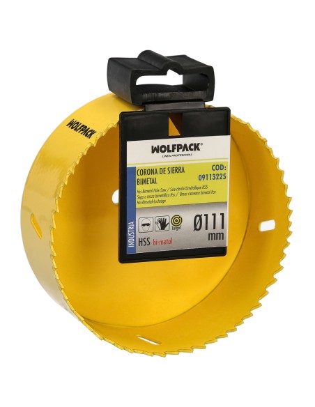 Corona Sierra Bimetal Ø 111 mm. Templado Termico, Base Reforzada. Corona Madera, Broca Agujeros Madera, Acero, Hierro, Plasticos