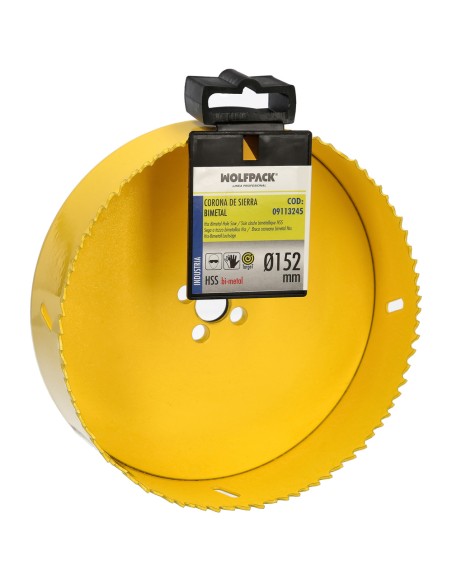 Corona Sierra Bimetal Ø 152 mm. Templado Termico, Base Reforzada. Corona Madera, Broca Agujeros Madera, Acero, Hierro, Plasticos