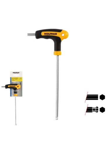 Llave Allen Con Bola Mango Bimaterial "Soft Touch" Forma T 6,0 mm. Acero Cromo Vanadio, Destornillador allen, llave hexagonal