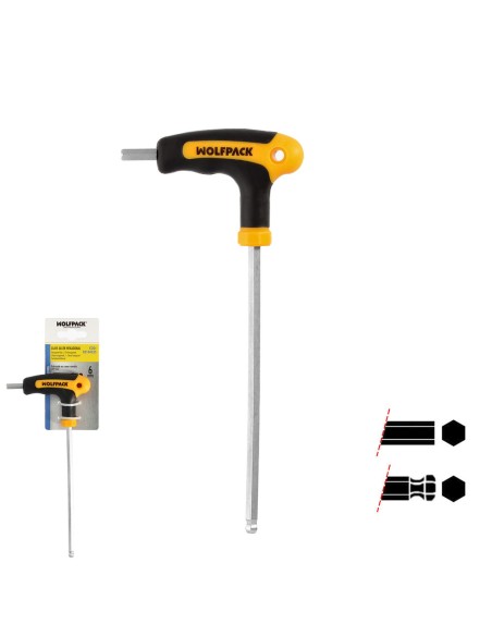 Llave Allen Con Bola Mango Bimaterial "Soft Touch" Forma T 6,0 mm. Acero Cromo Vanadio, Destornillador allen, llave hexagonal