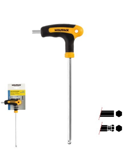 Llave Allen Con Bola Mango Bimaterial "Soft Touch" Forma T 8,0 mm. Acero Cromo Vanadio, Destornillador allen, llave hexagonal