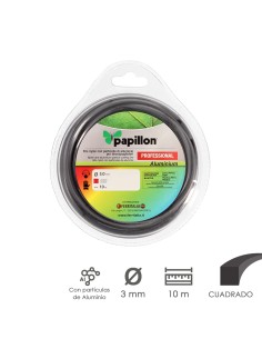 Hilo Nylon y Aluminio Desbrozadoras Cuadrado Professional Ø 3,0 mm. Rollo 10 metros. Hilo Nylon Corte Hierba, Jardin, Maleza