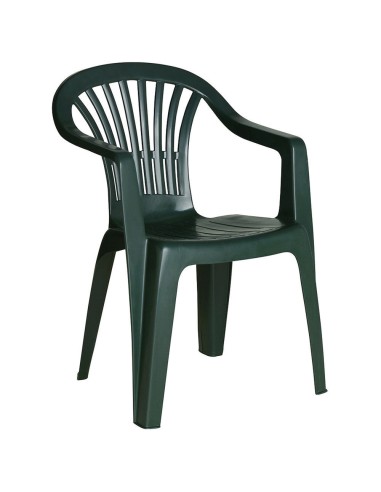 Silla Respaldo Bajo Resina Monobloc, Color Verde, Modelo Lyra