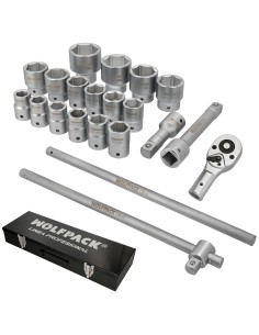 Juego Llaves De Vaso de Acero Cromo Vanadio con 21 Piezas 3/4" Plus Con Maletin.