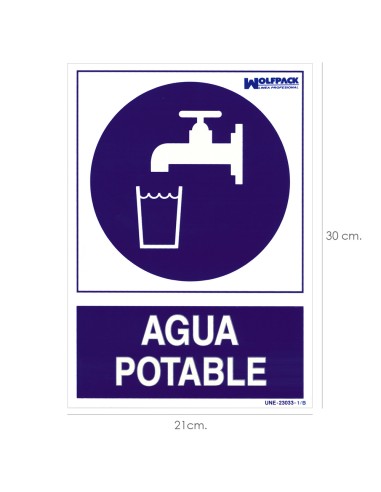Cartel Agua Potable 30x21cm.