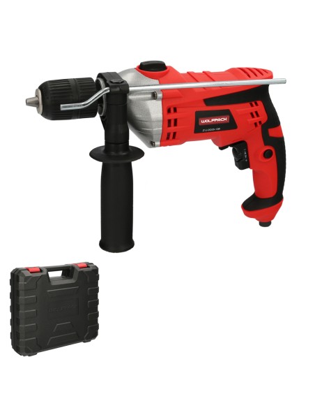 Taladro Percutor Con Variador de Velocidad 1050 Watt. Incluye Maletín, Empuñadura y Guia Metalica.