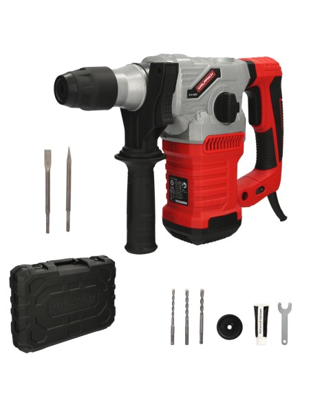 Martillo Demoledor Perforador SDS PLUS 1.500 Watt. Con Accesorios y Maletin. 4.000 IPM 6 Julios.