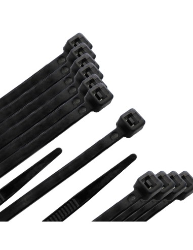 Brida Nylon 100%. Color Negro 2,5 x 100 mm. Bolsa 100 unidades. Abrazadera Plastico, Organizador Cables, Alta Resistencia