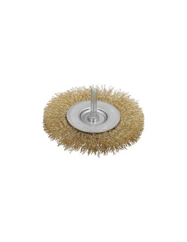 Cepillo Acero Latonado Para Taladro. Disco Ø 50 mm. Espiga 1/4" Cepillo Taladro Alambre Latón, Cepillo Limpieza, Cepillo Pulir.