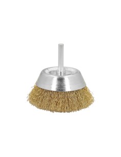 Cepillo Acero Latonado Para Taladro Taza Ø 75 mm. Espiga 1/4" Cepillo Taladro Alambre Latón, Cepillo Limpieza, Cepillo Pulir.
