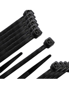 Brida Nylon 100%. Color Negro 7,5 x 450 mm. Bolsa 100 unidades. Abrazadera Plastico, Organizador Cables, Alta Resistencia