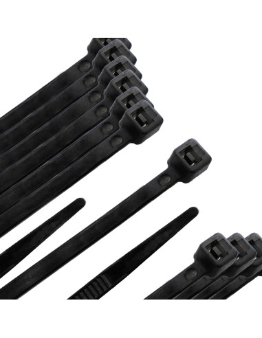 Brida Nylon 100%. Color Negro 9,0 x 780 mm. Bolsa 100 unidades. Abrazadera Plastico, Organizador Cables, Alta Resistencia